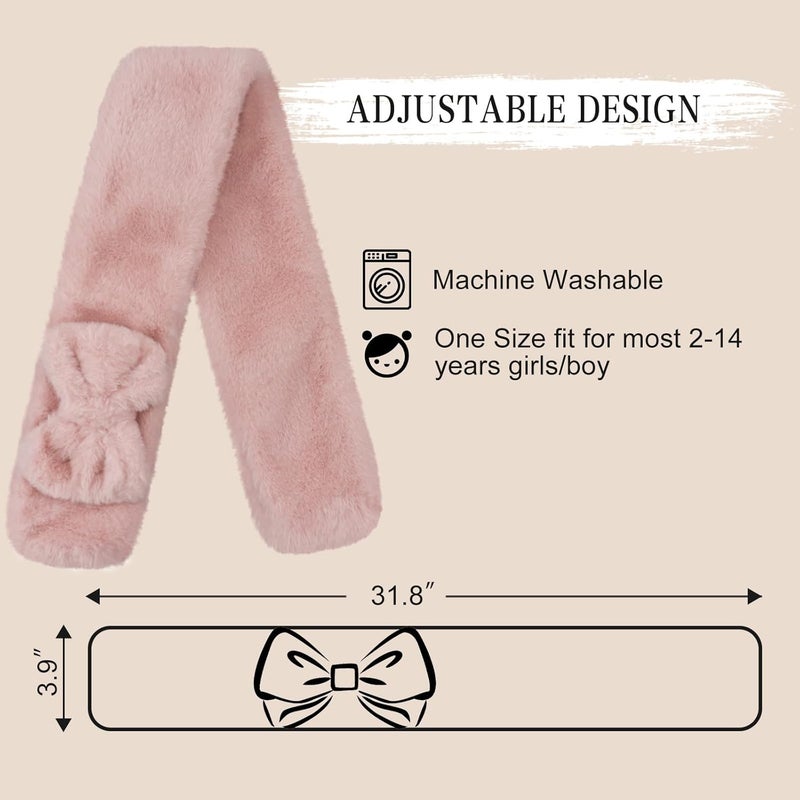 YATANAM Girls Scarf Fuzzy Fleece Kids Scarves Winter Warm Scarf Toddler Adjustable Soft Neck Warmer - Image 4